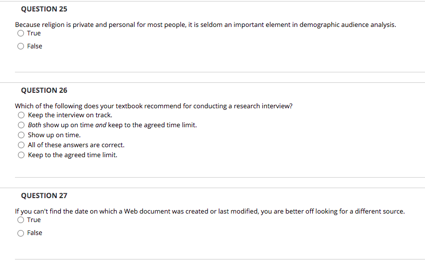 QUESTION 25 Because religion is private and