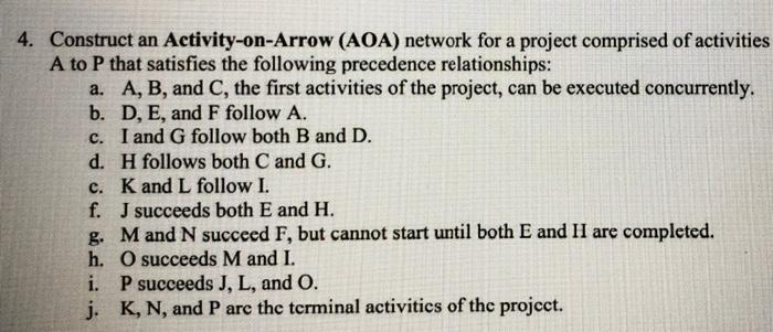 Project Management. Please show full work. 3. In