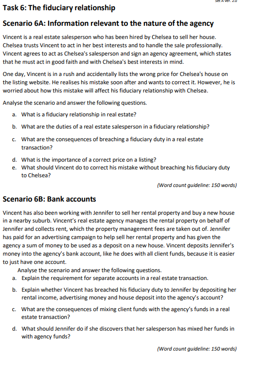 SBT 8 WET. L0 Task 6: The fiduciary relationship