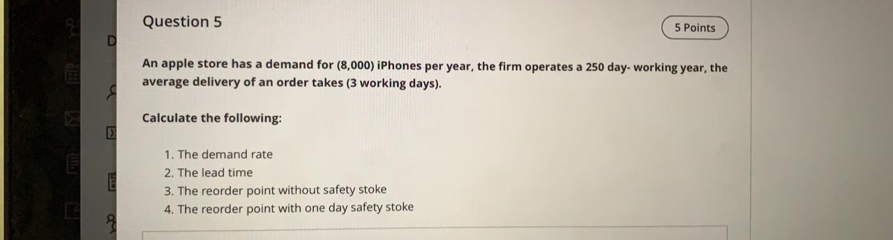D Do it on excel if possible Question 5 5 Points