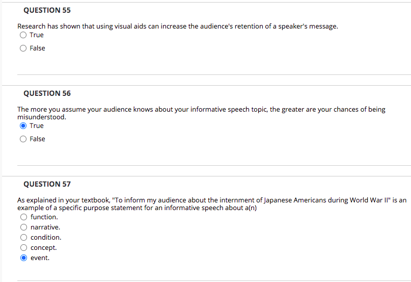 QUESTION 55 Research has shown that using visual