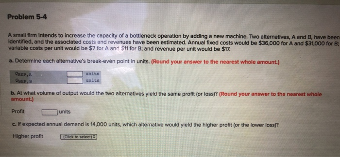 Problem 5-4 A small firm intends to increase the