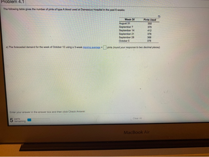 help please Problem 4.1 The following table gives