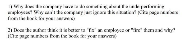 "Fix Them or Fire Them" book assignment Cite page