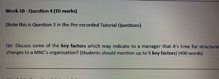 Week 10 - Question 4 (10 marks) (Note this is
