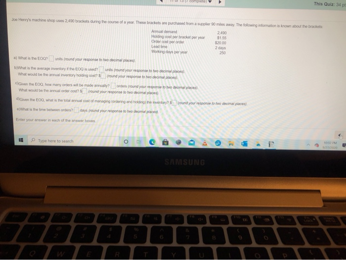 complete This Quiz: 34 pt Joe Henry's machine