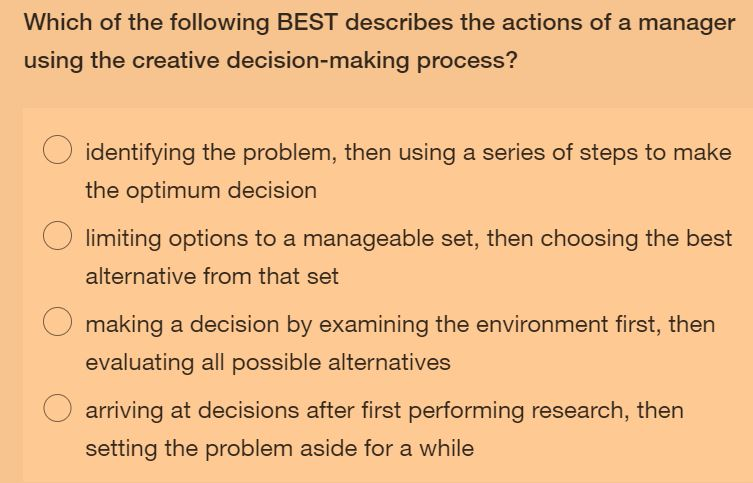 Which of the following BEST describes the actions