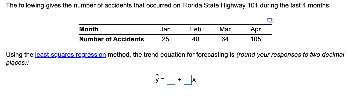The following gives the number of accidents that