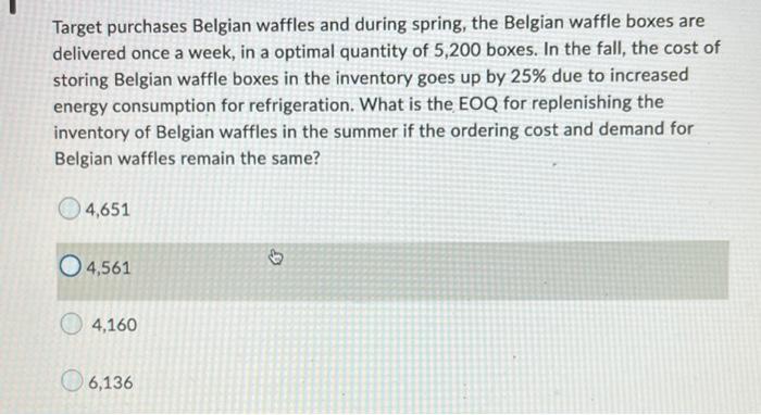 Target purchases Belgian waffles and during