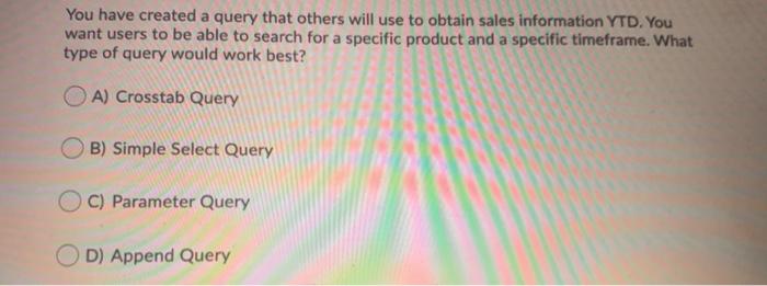 You have created a query that others will use to