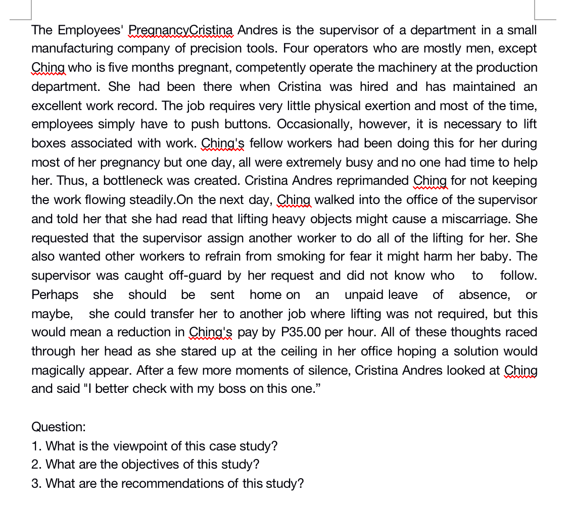 The Employees' PregnancyCristina Andres is the