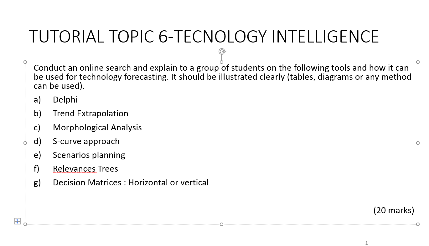 TUTORIAL TOPIC 6-TECNOLOGY INTELLIGENCE Conduct