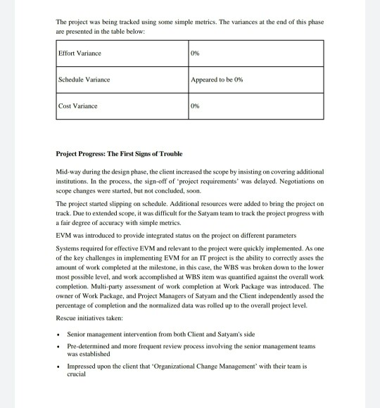 Case Study 1. Which challenges face the project?