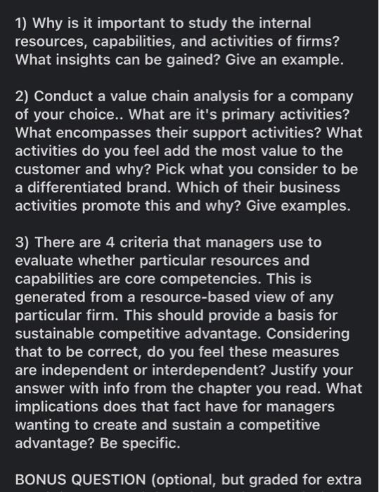 1) Why is it important to study the internal