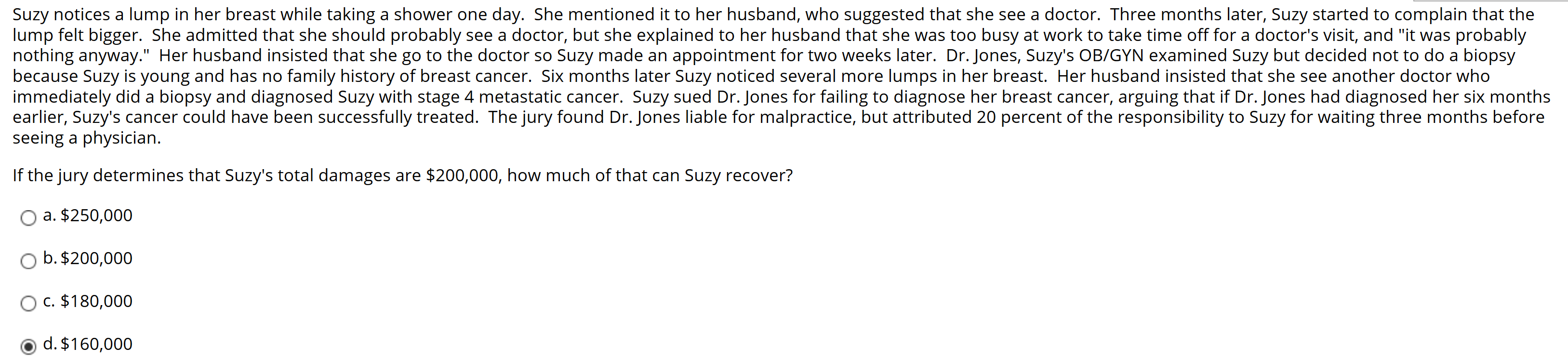 Suzy notices a lump in her breast while taking a