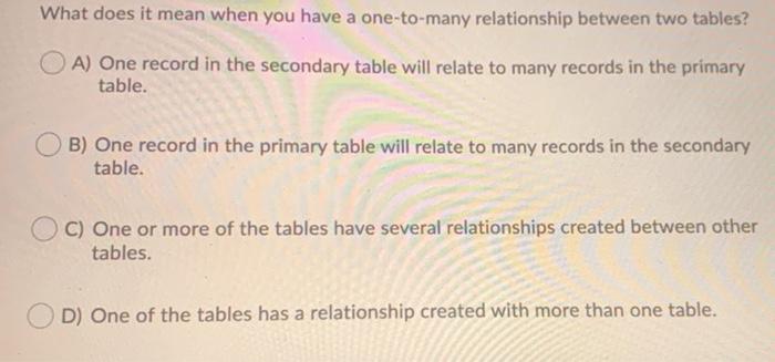 What does it mean when you have a one-to-many