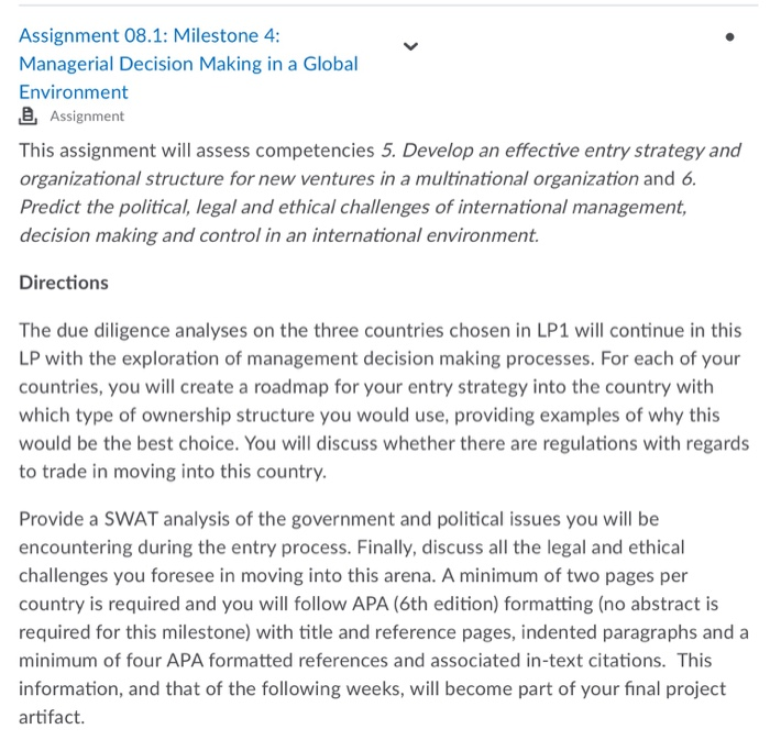 Assignment 08.1: Milestone 4: Managerial Decision