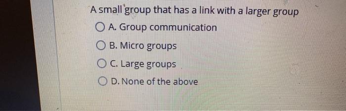 A small group that has a link with a larger group