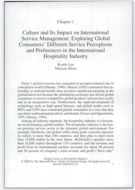 Chapter 1 Culture and Its Impact on International