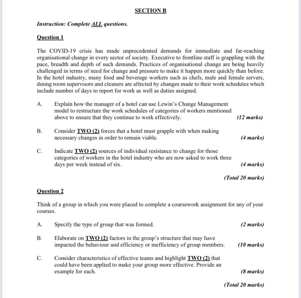 SECTION B Instruction: Complete ALL questions.
