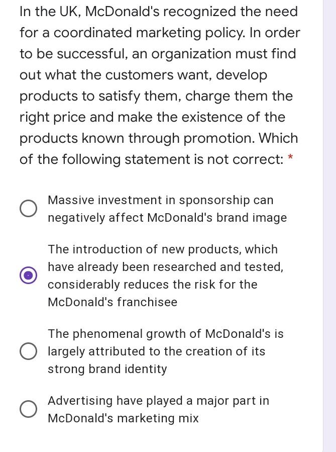 In the UK, McDonald's recognized the need for a