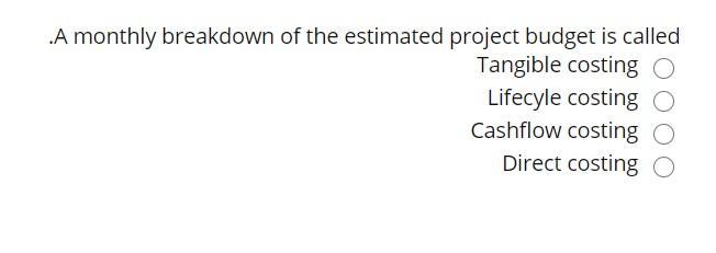 .A monthly breakdown of the estimated project