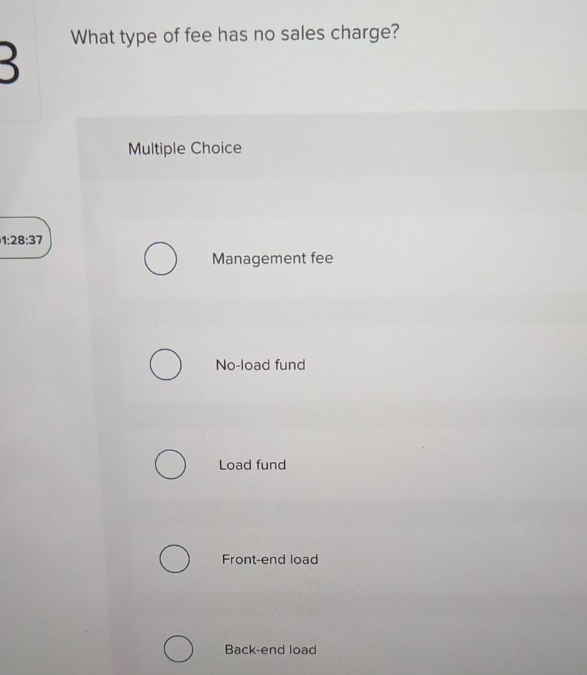 What type of fee has no sales charge? 3 Multiple