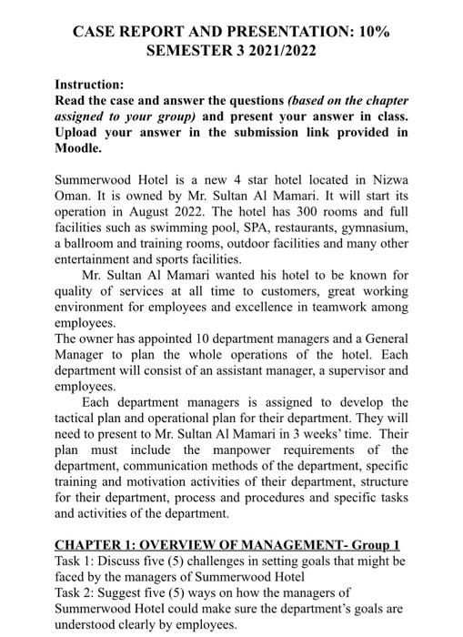 CASE REPORT AND PRESENTATION: 10% SEMESTER 3