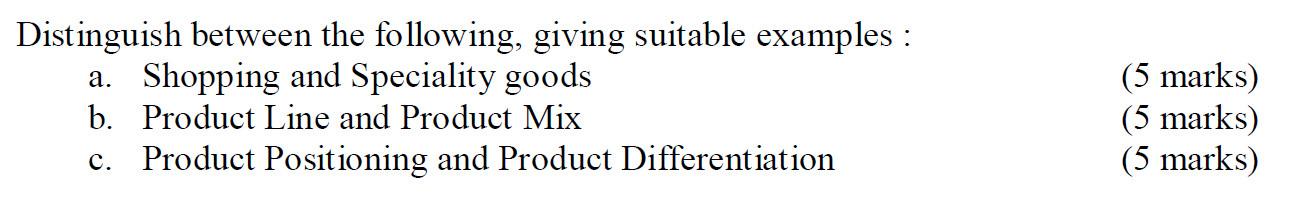 Distinguish between the following, giving