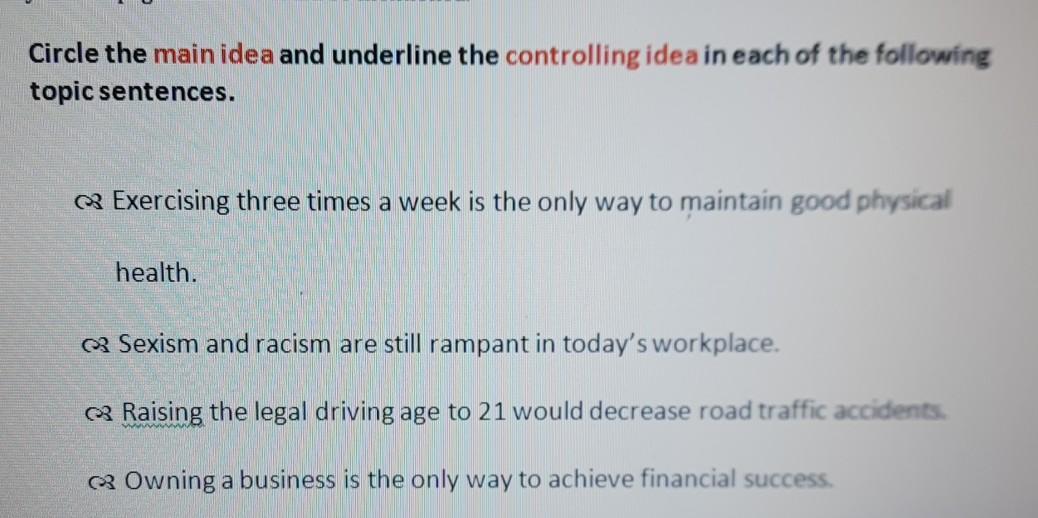 Circle the main idea and underline the