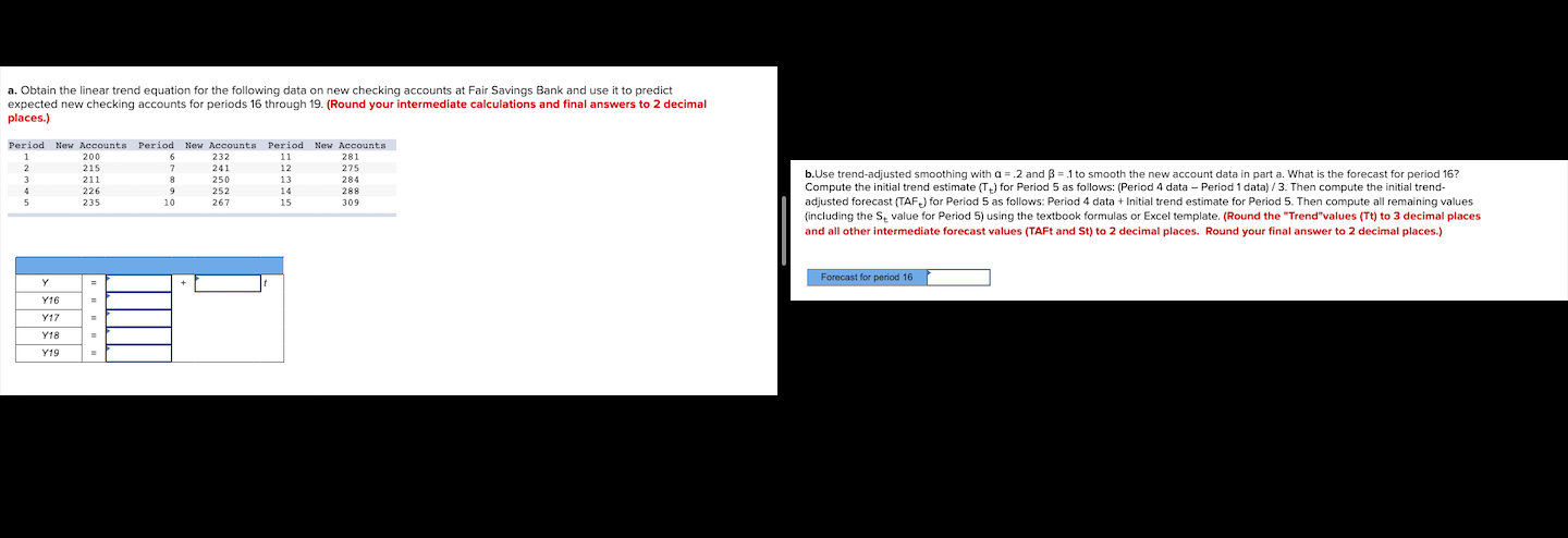 a. Obtain the linear trend equation for the