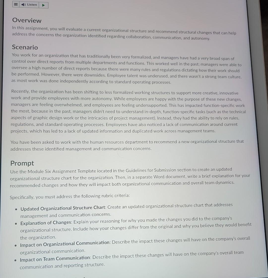 Overview In this assignment, you will evaluate a