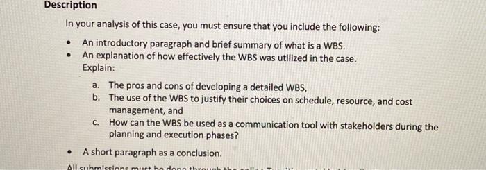 Work Breakdown Structure as a Skeleton for
