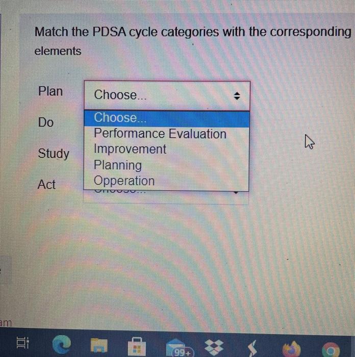 options in each Q Question 3 Match the PDSA cycle
