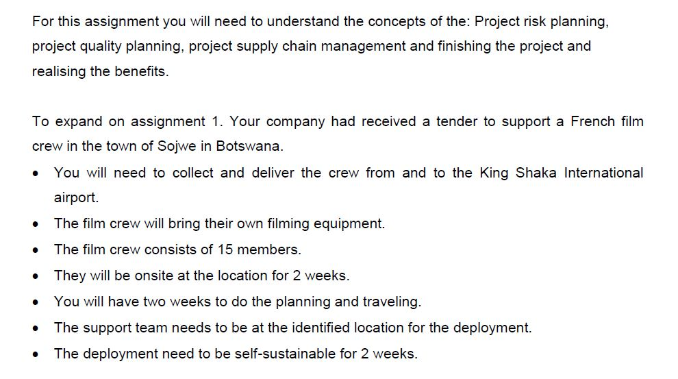 For this assignment you will need to understand