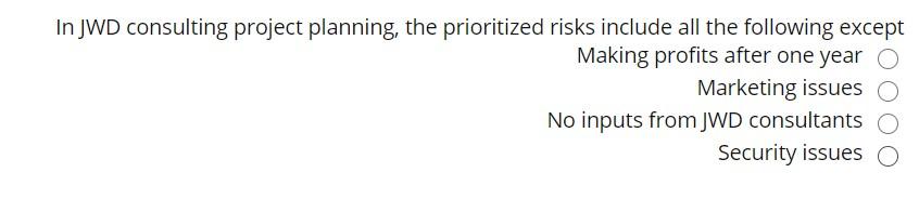 In JWD consulting project planning, the