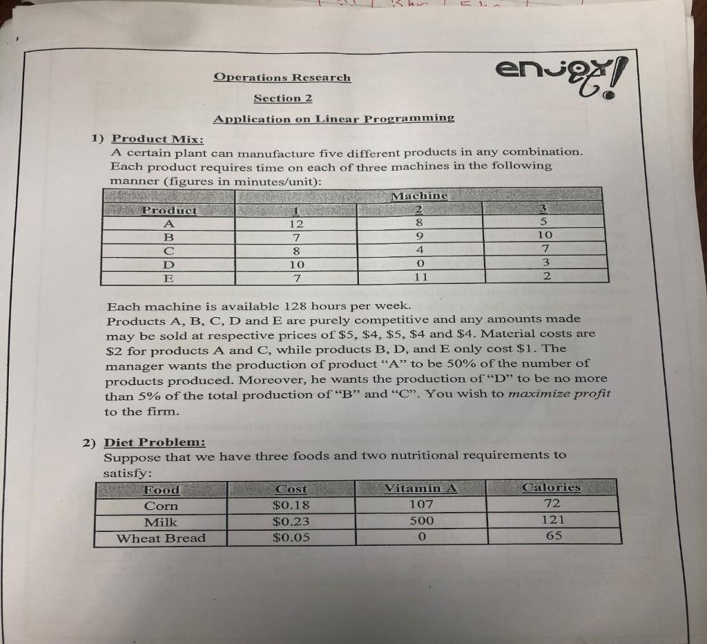 I only need the first question Operations