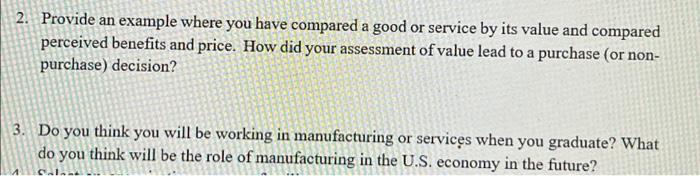 2. Provide an example where you have compared a