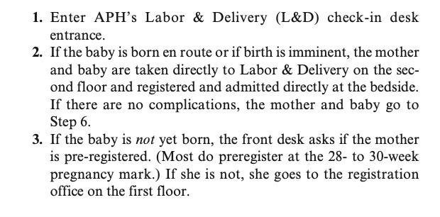 1. Enter APH's Labor & Delivery (L&D) check-in