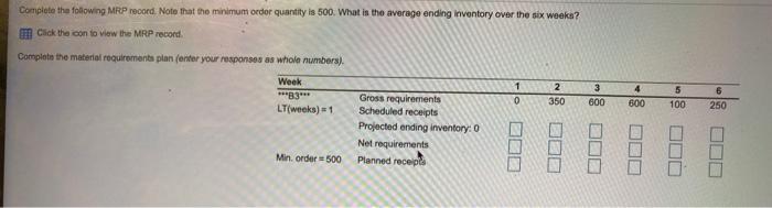 Also, find planned orders. Complete the following