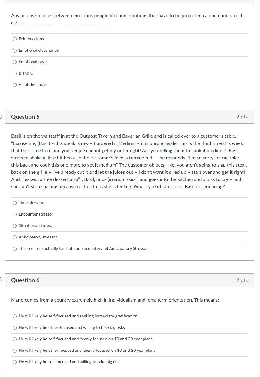 Any inconsistencies between emotions people feel