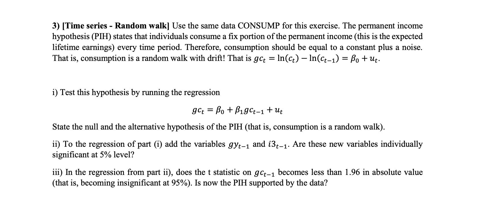 3) [Time series - Random walk] Use the same data