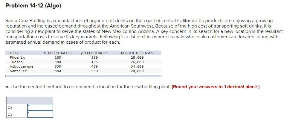 Problem 14-10 (Algo) A small manufacturing