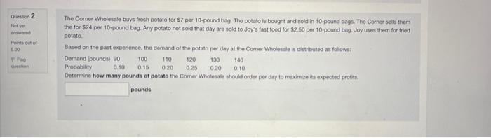 Determine how many pounds of potato the corner