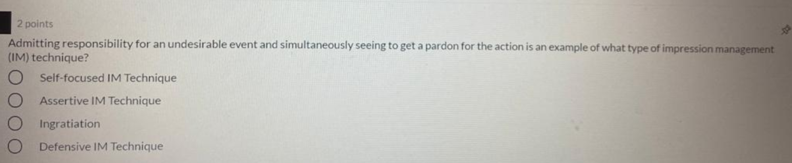 2 points Admitting responsibility for an