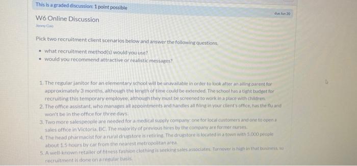 This is a graded discussion: 1 point possible due