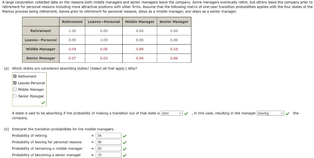 Part D and E A large corporation collected data