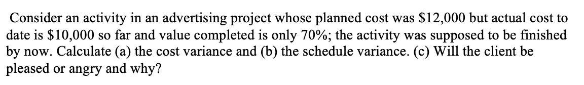 Consider an activity in an advertising project