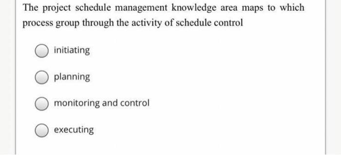 The project schedule management knowledge area