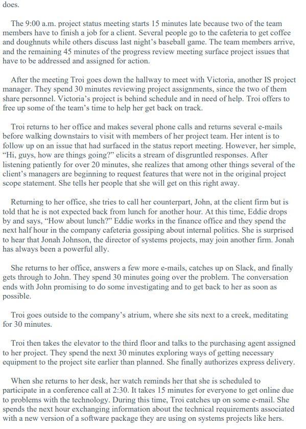 Write a memo Troi is a project manager for a